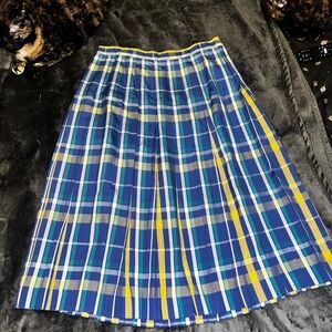 Pendleton Plaid Midi Skirt in Blue and Yellow